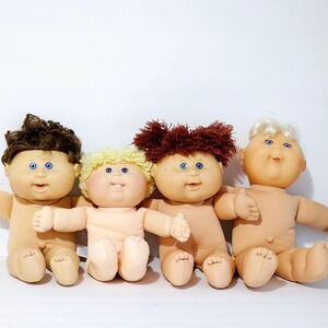 Vintage Lot of 4 Cabbage‎ Patch Kids Dolls Boys/Girls Blue Eyes Teeth - M761.2